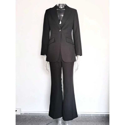 Women’s Black One-Button Blazer Pantsuit | Tailored Formal Wear