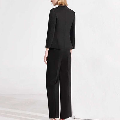 Double Breast Pantsuit Black Business Formal Suit