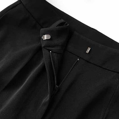 One Button Black Slim Fit Pantsuit V Neck