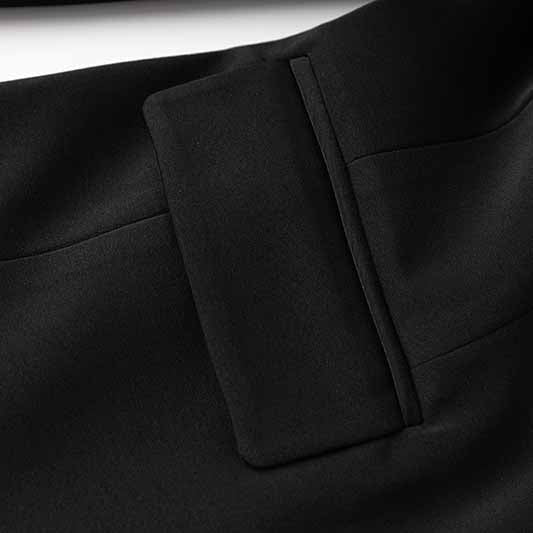 One Button Black Slim Fit Pantsuit V Neck