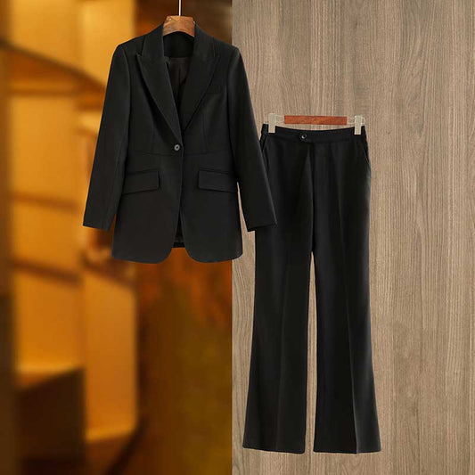 Women’s Black One-Button Blazer Pantsuit | Tailored Formal Wear