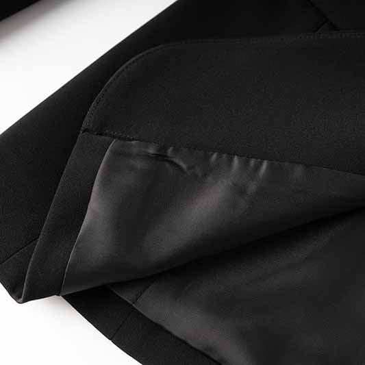 One Button Black Slim Fit Pantsuit V Neck
