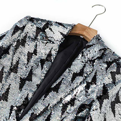 Multicolor Sequinted Slim Fit Pantsuit Stage Performance Event Suit