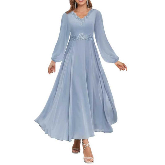 Long Sleeves Mother of The Bride Dresses V Neck Event Dresses