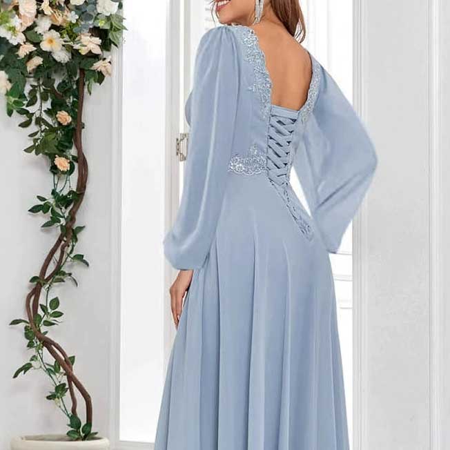 Long Sleeves Mother of The Bride Dresses V Neck Event Dresses