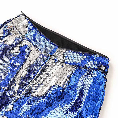 Blue Slim Fit Pantsuit Sequin Stage Performance Formal Event Suit