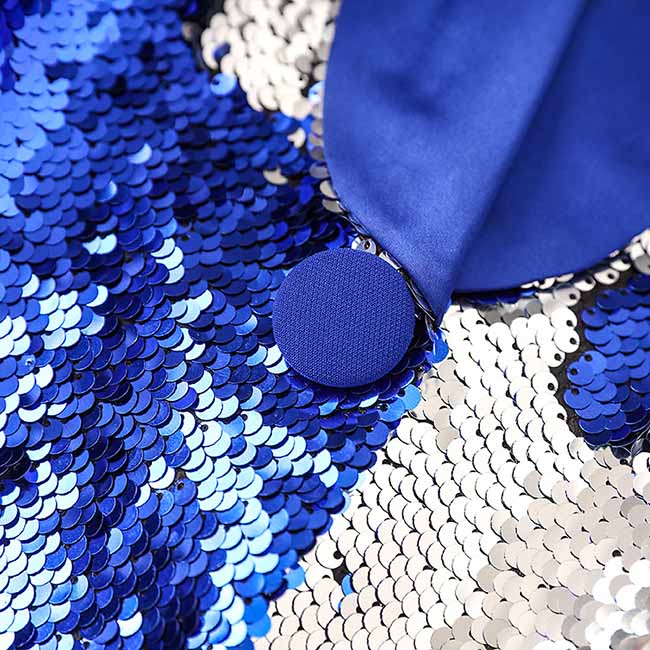 Blue Slim Fit Pantsuit Sequin Stage Performance Formal Event Suit