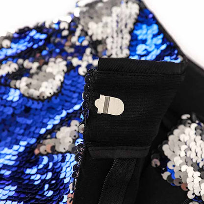 Blue Slim Fit Pantsuit Sequin Stage Performance Formal Event Suit