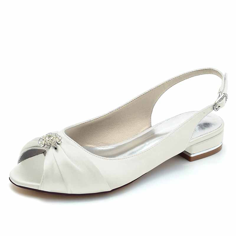 0.98" Peep Toe Slingback Bridal Shoes With Rhinestiones