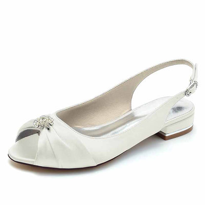 0.98" Peep Toe Slingback Bridal Shoes With Rhinestiones