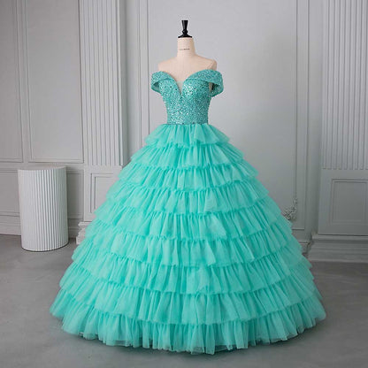 Tulle Layered Ball Gown Wedding Dress With Sweetheart Neckline
