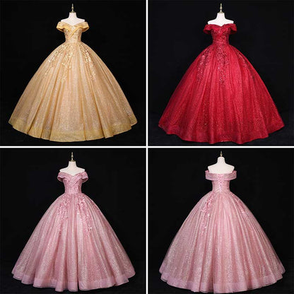 Quinceanera Dress Lace Appliques Off The Shoulder Ball Gowns