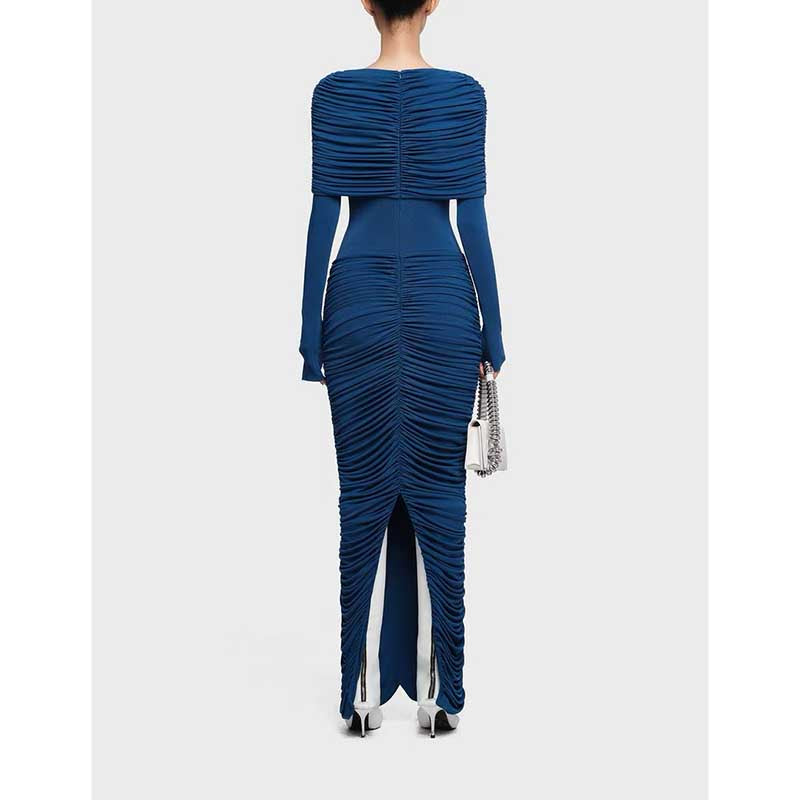 Ruch Draped Shoulder Maxi Dress Long Evening Dresses