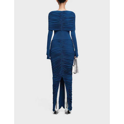 Ruch Draped Shoulder Maxi Dress Long Evening Dresses