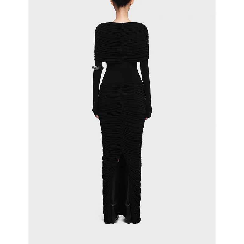 Ruch Draped Shoulder Maxi Dress Long Evening Dresses