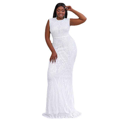 Plus Size Floral Sequined Wedding Evening Prom Dress Bridal Gowns