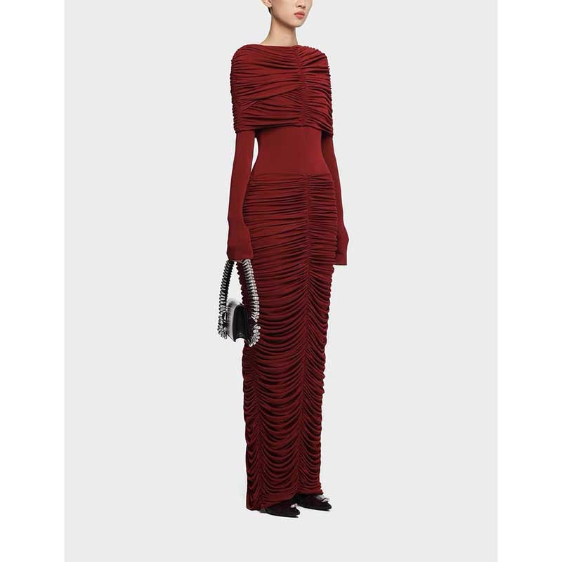 Ruch Draped Shoulder Maxi Dress Long Evening Dresses