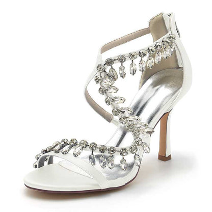 Women Bling Rhinestones Open Toe Wedding Sandals 3.74"