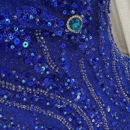 Off Shoulder Ball Gown Sequin Formal Dresses With Detachable Crinoline.