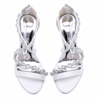 Dress Sandals Chunky Heel Dress Heels Crystal Beads Ankle Straps Wedding Shoes