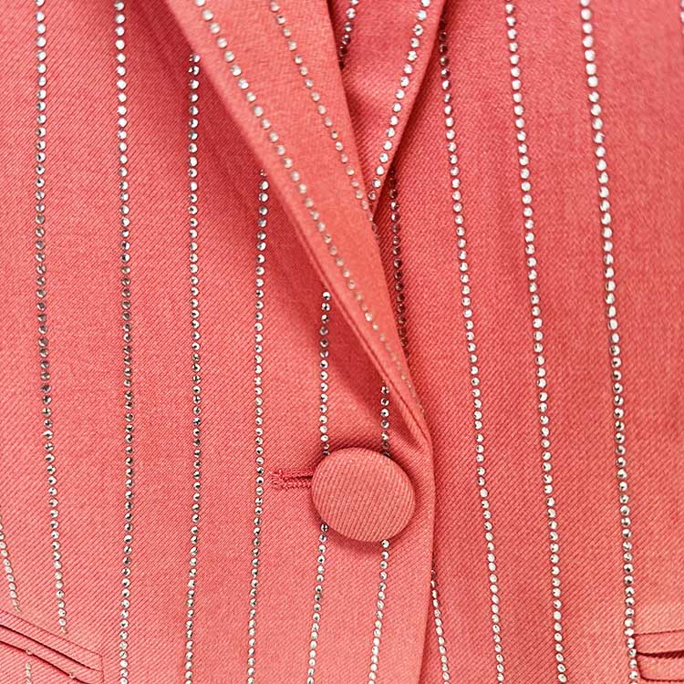 One Button Wide-Leg Pantsuit Striped Fashionable Outfit