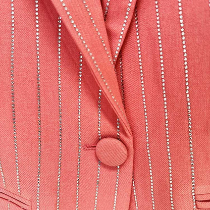 One Button Wide-Leg Pantsuit Striped Fashionable Outfit