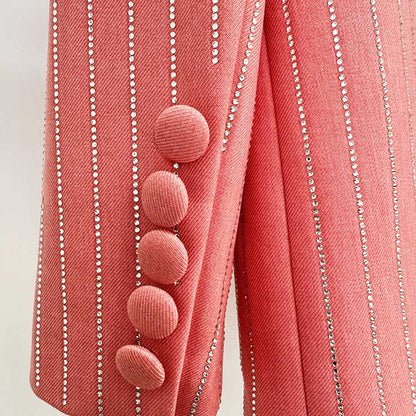 One Button Wide-Leg Pantsuit Striped Fashionable Outfit