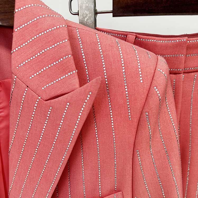 One Button Wide-Leg Pantsuit Striped Fashionable Outfit