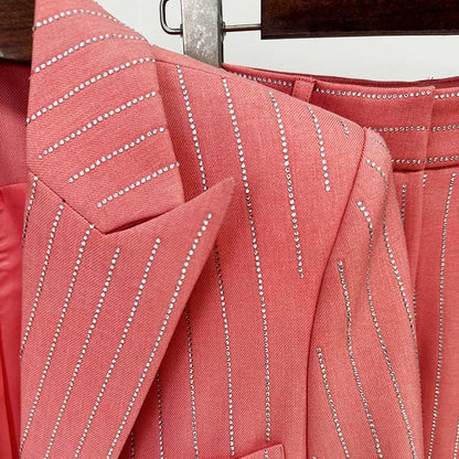 One Button Wide-Leg Pantsuit Striped Fashionable Outfit