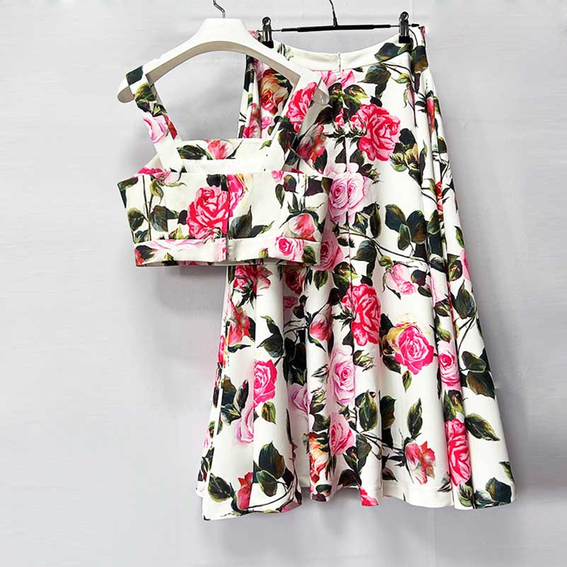 Women’s Floral Skirtsuit | Crop Top + Skirt for Weddings & Parties