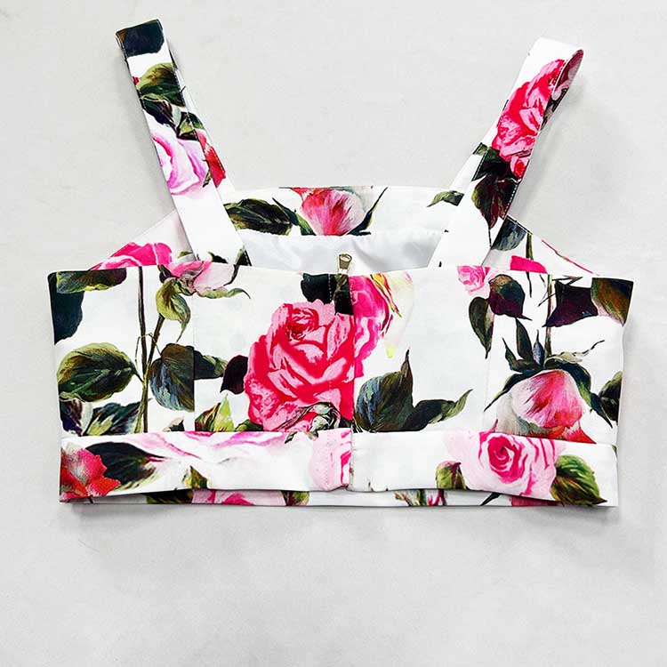 Women’s Floral Skirtsuit | Crop Top + Skirt for Weddings & Parties