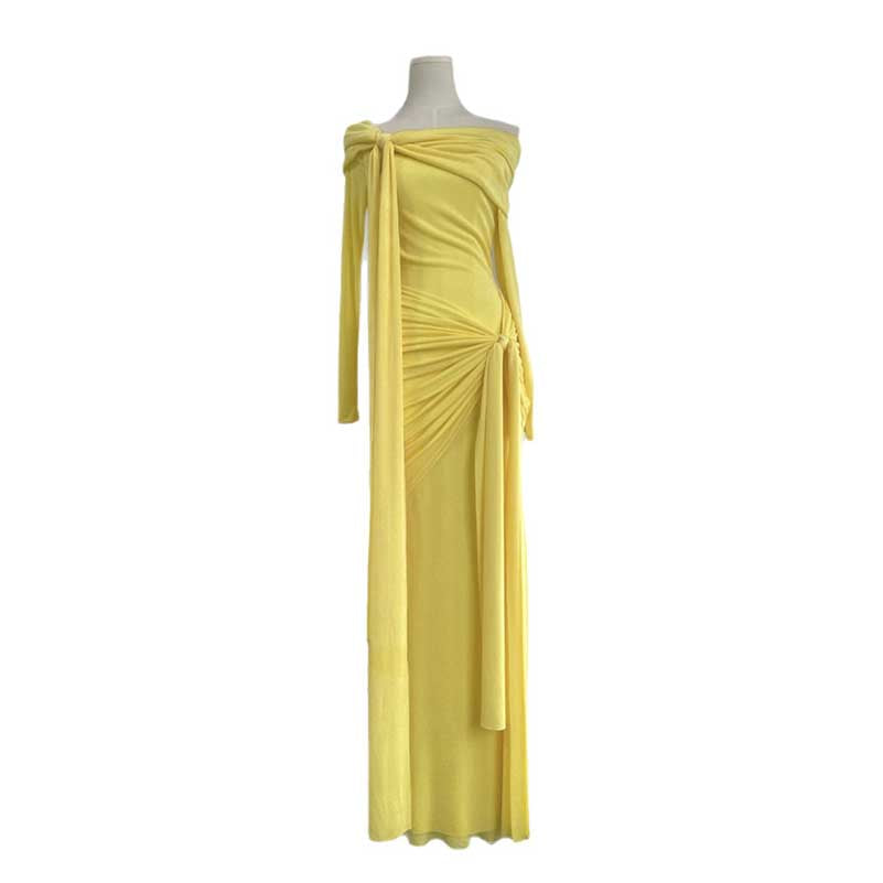 Off Shoulder Knot Detail Maxi Dress Long Evening Dress