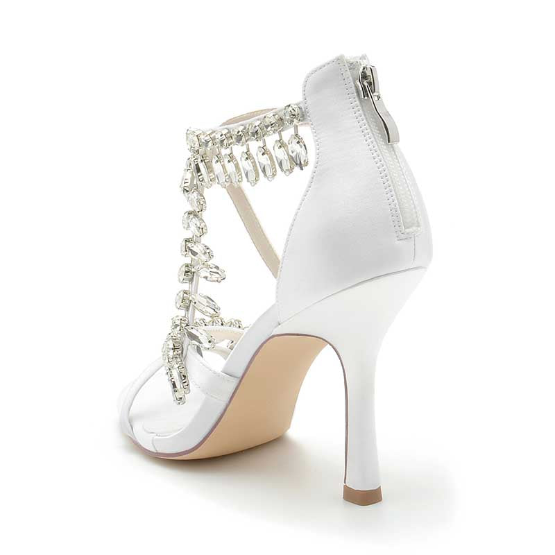 Women Bling Rhinestones Open Toe Wedding Sandals 3.74"