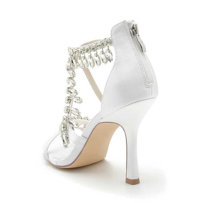 Women Bling Rhinestones Open Toe Wedding Sandals 3.74"