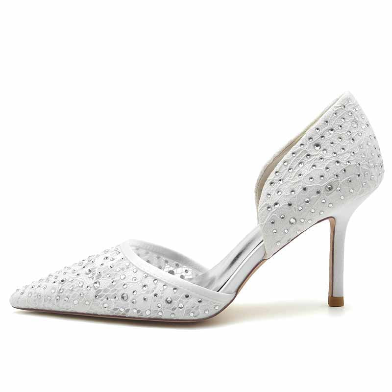 3.35" Sparkle Prom Heels Glitter Satin Bridal Shoes for Wedding