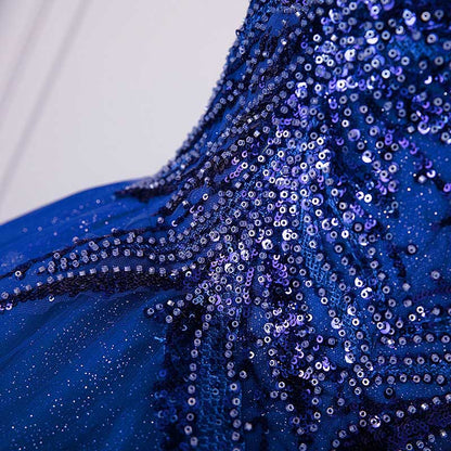 Quinceanera Dress Squin Appliques Short Sleeves Ball Gowns