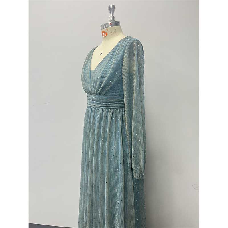 Dusty Green Long Prom Dress Plus Size Long Sleeve Maxi Dress Event Dress