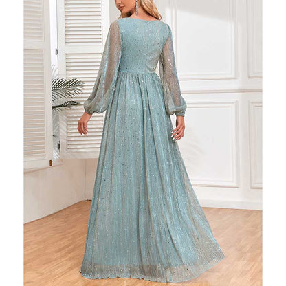 Dusty Green Long Prom Dress Plus Size Long Sleeve Maxi Dress Event Dress