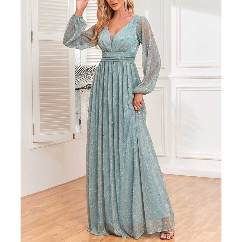Dusty Green Long Prom Dress Plus Size Long Sleeve Maxi Dress Event Dress