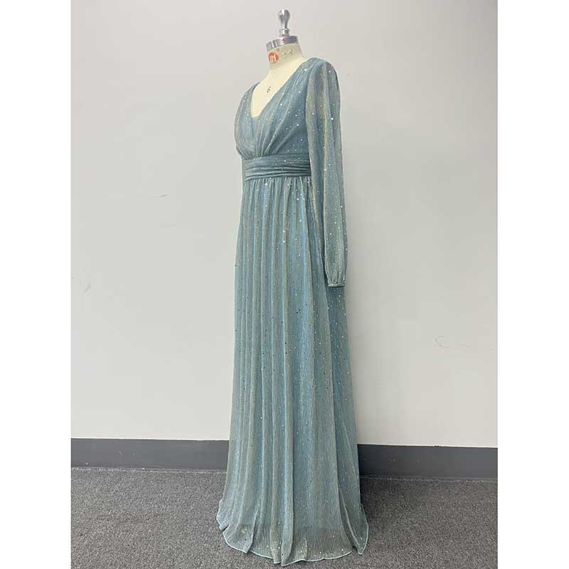 Dusty Green Long Prom Dress Plus Size Long Sleeve Maxi Dress Event Dress