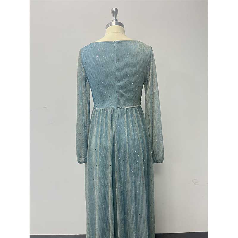 Dusty Green Long Prom Dress Plus Size Long Sleeve Maxi Dress Event Dress