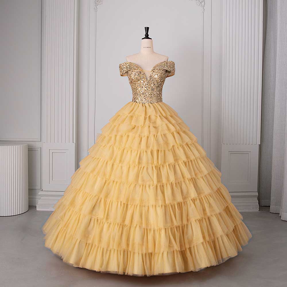 Tulle Layered Ball Gown Wedding Dress With Sweetheart Neckline
