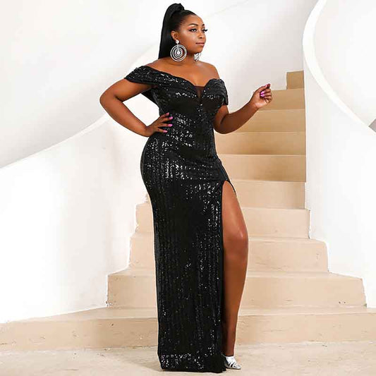 Plus Size Formal Sequin Evening Prom Dresses Mermaid Party Maxi Gown