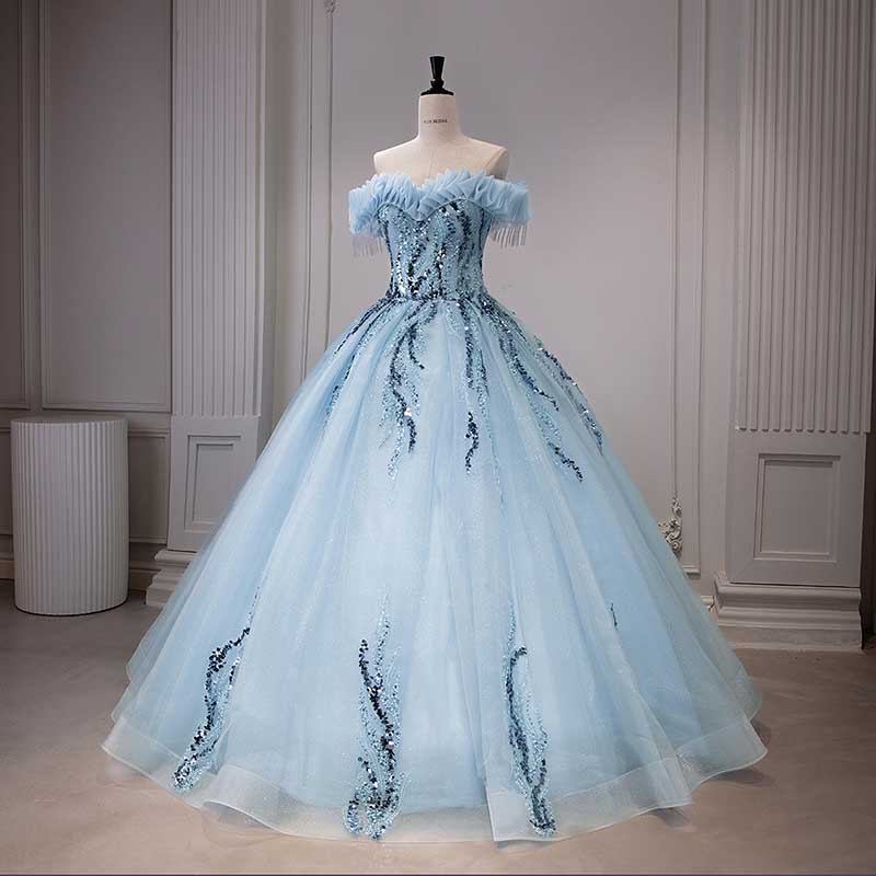 Strapless Ball Gown Rhinestone Off The Shoulder Formal Dresses