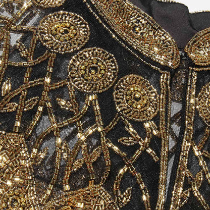 Gatsby Style 20s Metallic Cape – Gold & Silver Beaded Fringe Mesh Cape