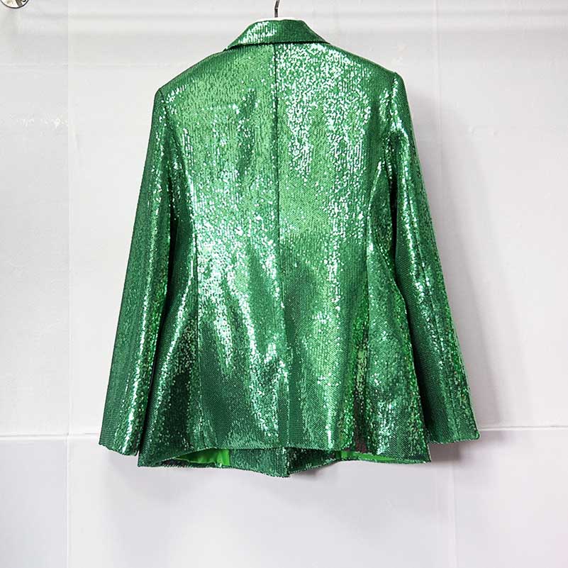 One Button Emerald Green Blazer Suit Sequins Formal Pantsuit