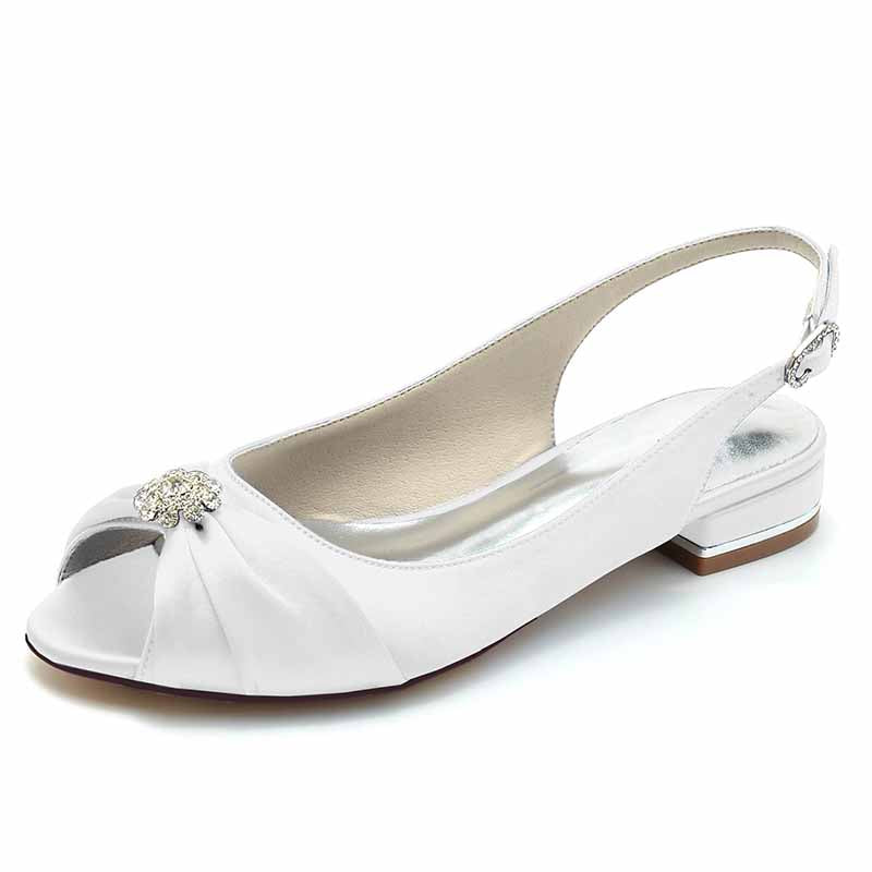 0.98" Peep Toe Slingback Bridal Shoes With Rhinestiones