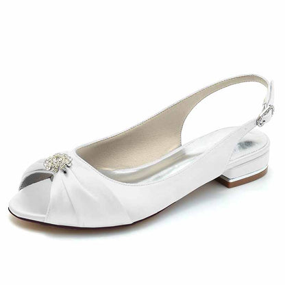 0.98" Peep Toe Slingback Bridal Shoes With Rhinestiones