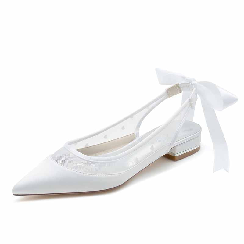 0.98" Lace-Up Back Bridal Shoes Prom Flats