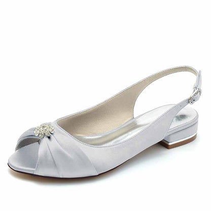 0.98" Peep Toe Slingback Bridal Shoes With Rhinestiones
